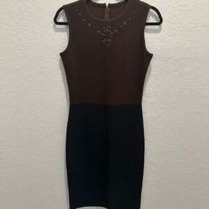 NWOT St. John Brown and Black Fitted Dress